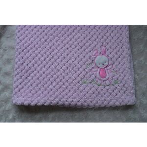 Snugly Baby Bunny Rabbit Blanket Pink White Soo Cute Security Lovey Texture FLAW